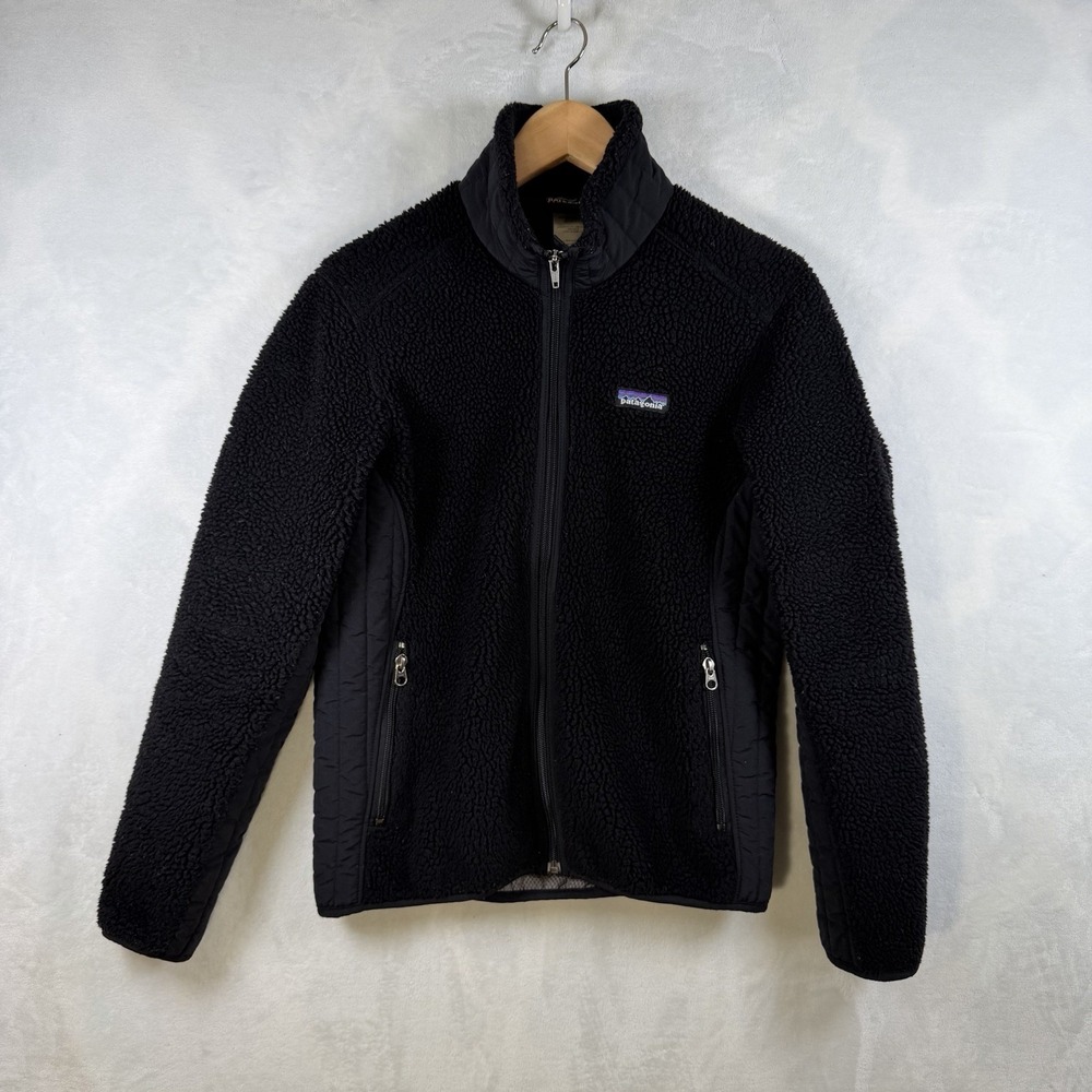 Patagonia Retro X Deep Pile Sherpa Fleece Women's M Jacket Black Full Zip
